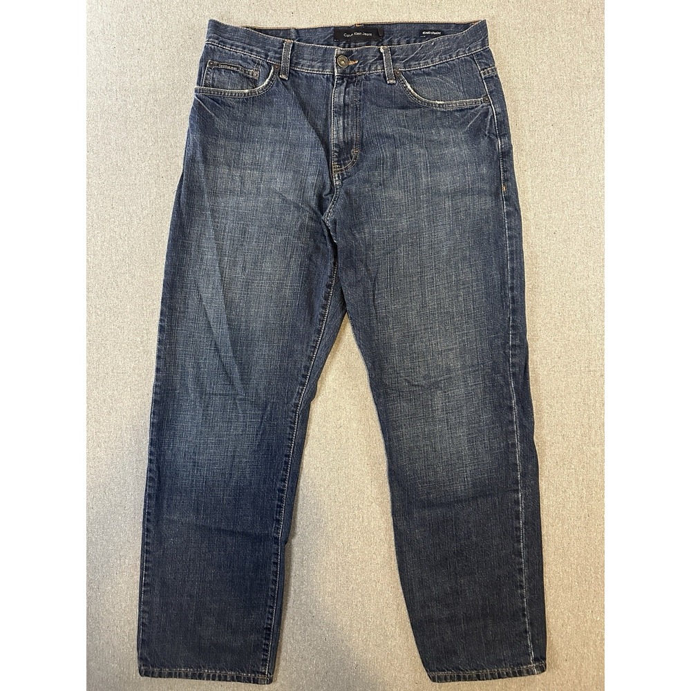 Calvin Klein Jeans Relaxed Straight Mens 34 Blue Excellent Medium Wash Denim